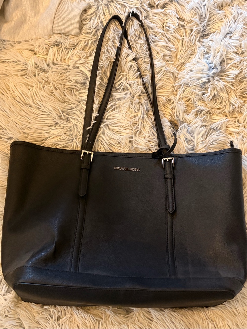 Michael Kors Black Leather Double-Handle Tote Bag